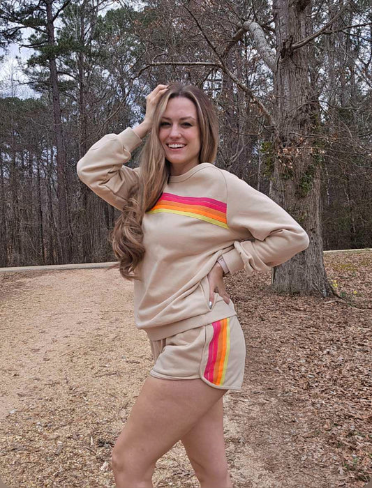 Retro Colorblock Sweatshirt & short set