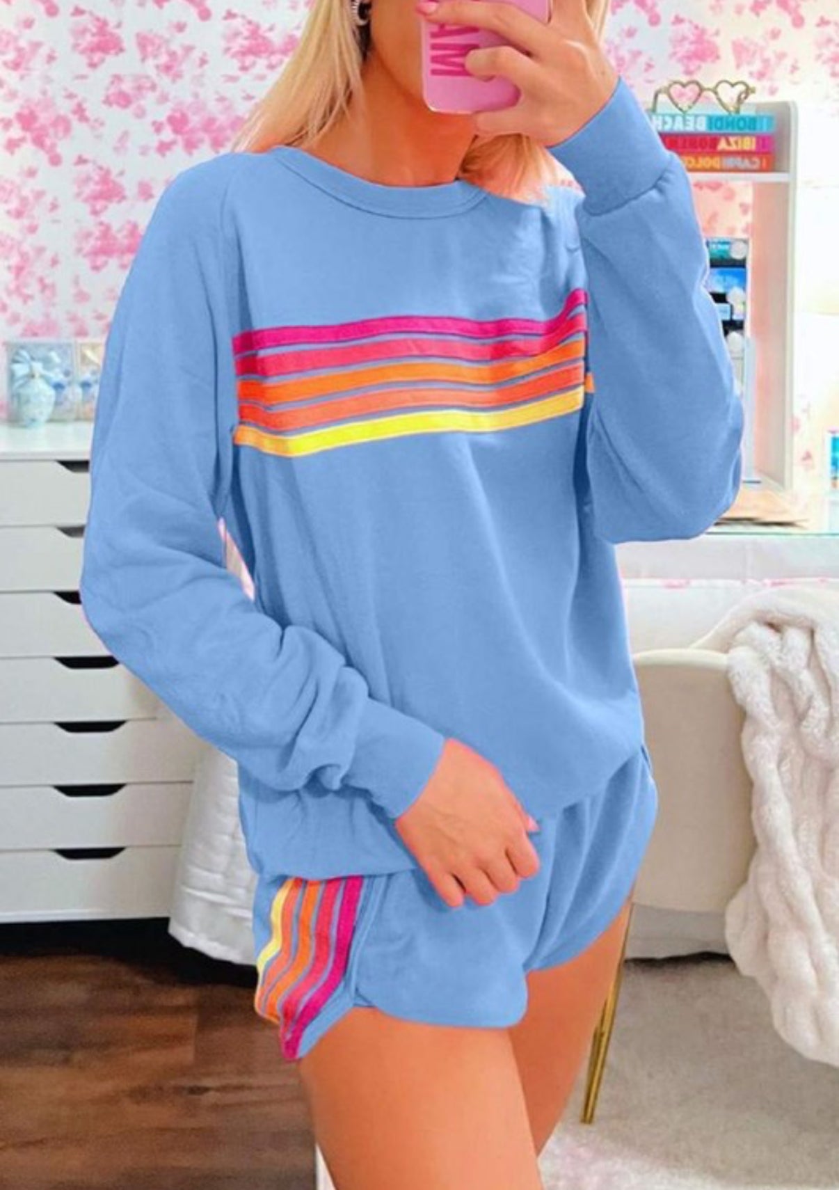 Retro Colorblock Sweatshirt & short set