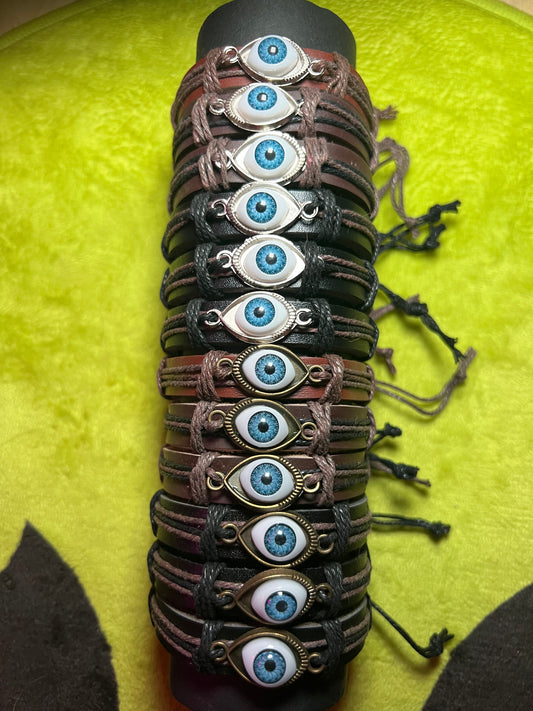 Evil Eye Leather Bracelet