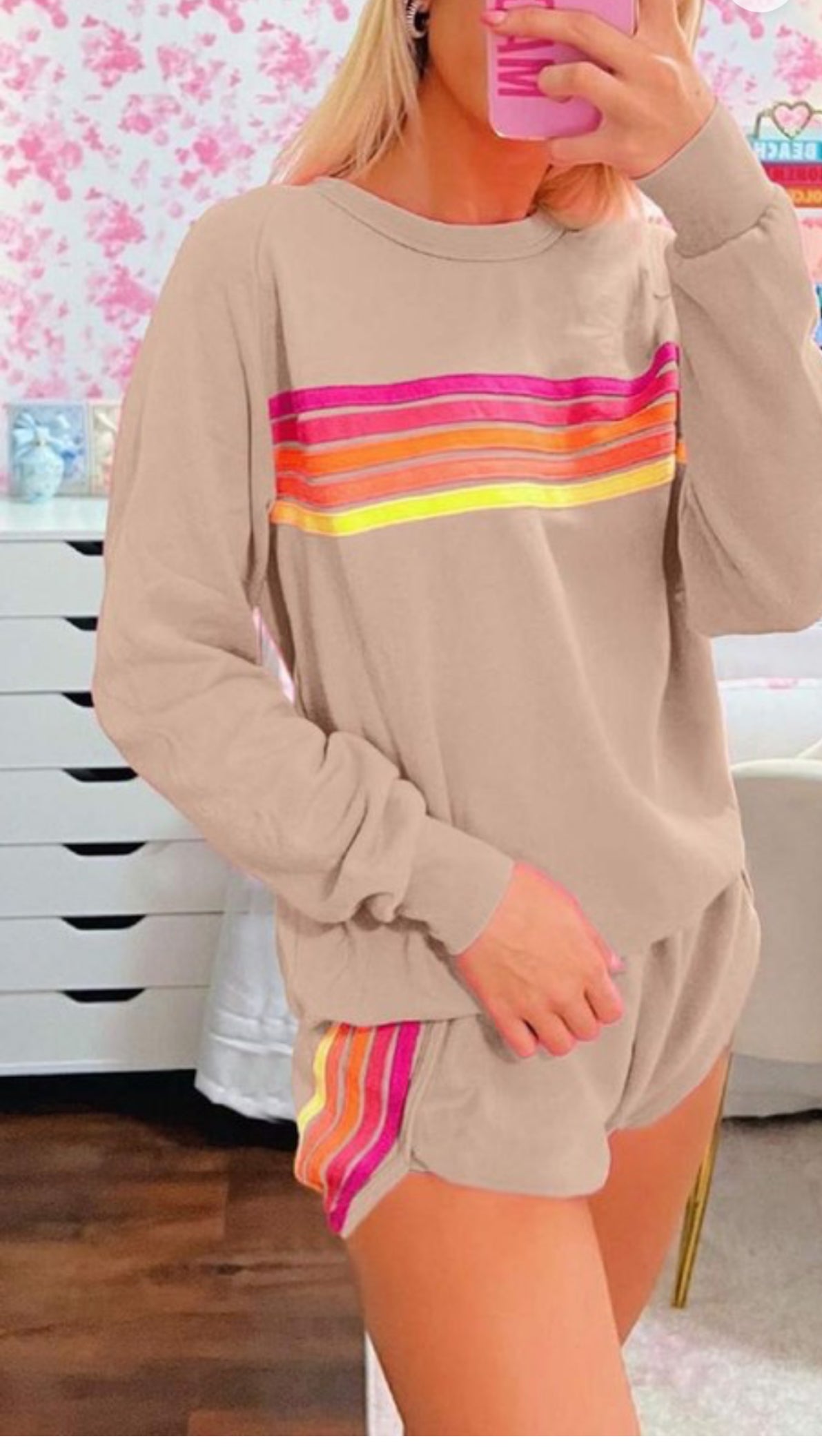 Retro Colorblock Sweatshirt & short set