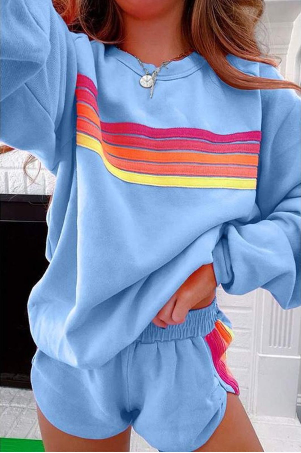 Retro Colorblock Sweatshirt & short set